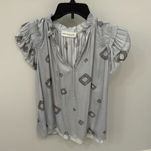Grey Top with Geometric Print